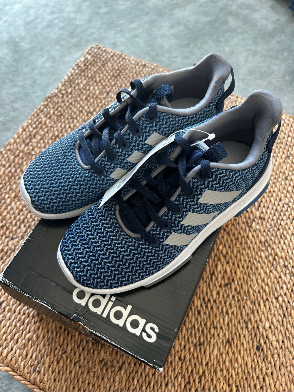 adidas Racer TR Navy and White Knit Running Shoes